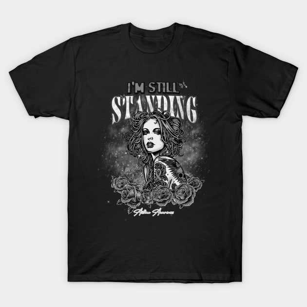 Asthma Awareness Beautiful Girl with tattoo I'm Still Standing Supporting gift for Asthma survivor T-Shirt by Gost